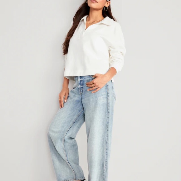 NWT OLD NAVY Collared Fleece Pullover Color: Sea Salt SIZE X-LARGE - Picture 3 of 4